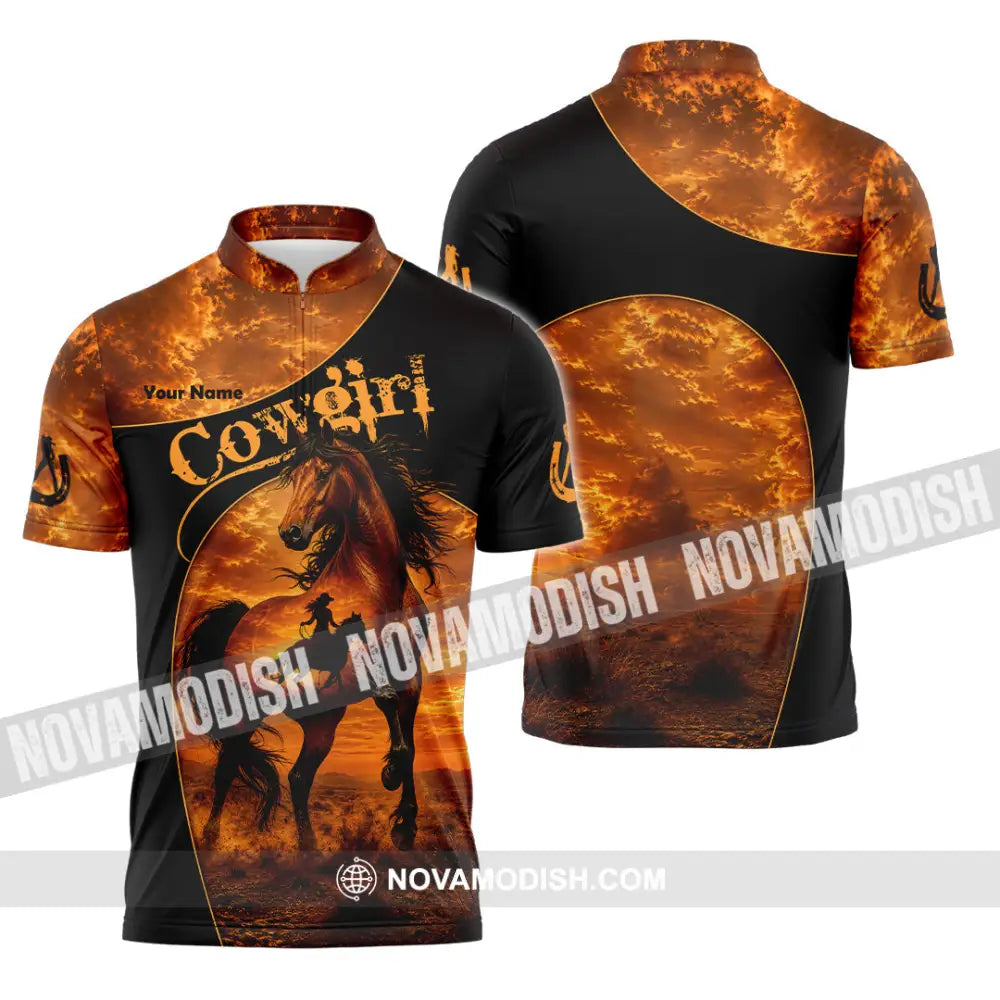 Women Shirt - Custom Cowgirl Shirt - Zipper Polo Shirt / S - T-shirt