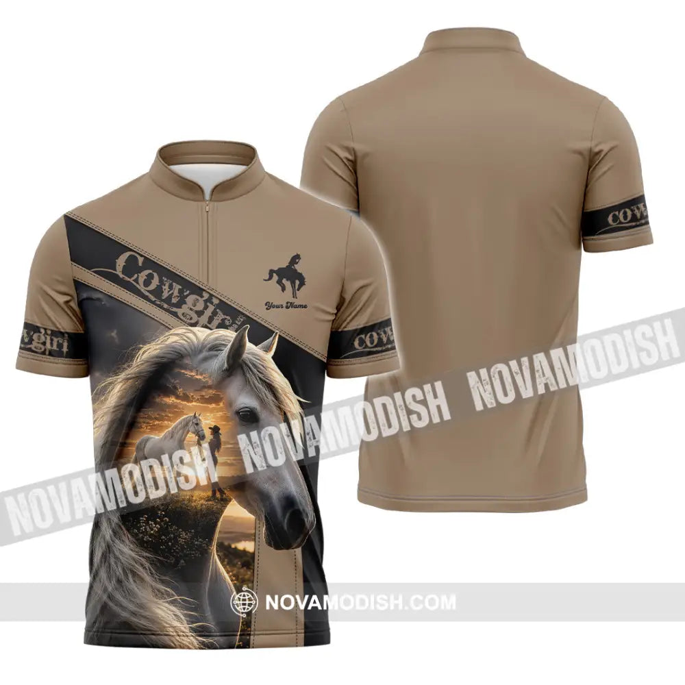 Women Shirt - Custom Cowgirl Shirt - Zipper Polo Shirt / S - T-shirt