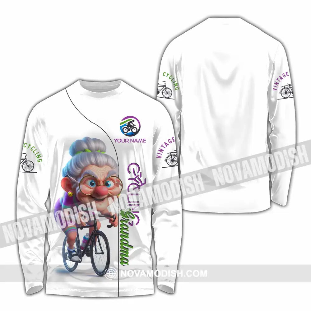 Women Shirt - Custom Cycling Grandma Sports Shirt Long Sleeve Shirt / S T-shirt