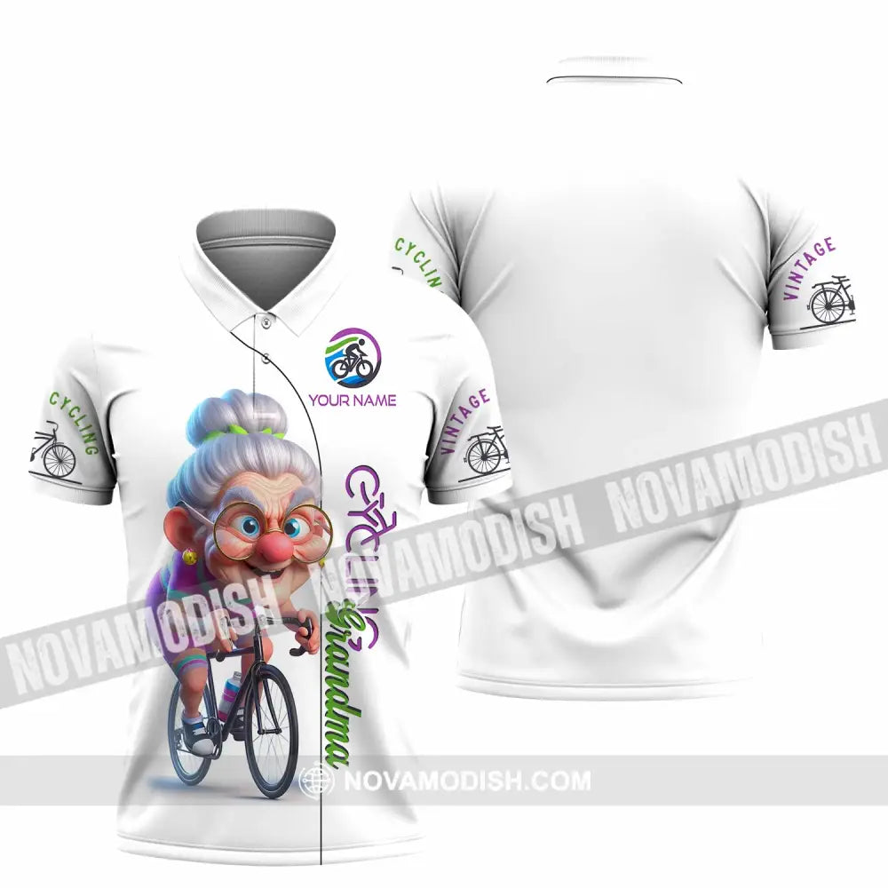 Women Shirt - Custom Cycling Grandma Sports Shirt Polo Shirt / S T-shirt