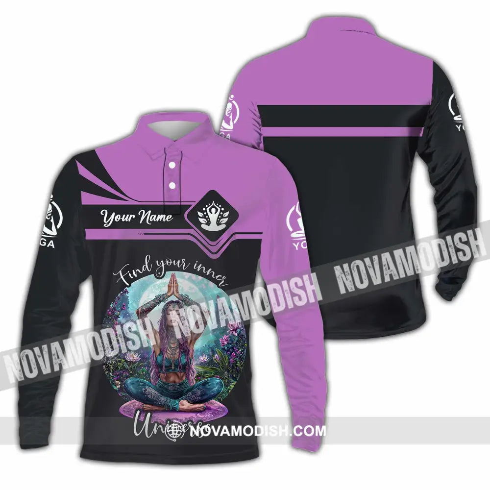 Women Shirt - Custom Find Your Inner Universe Yoga Shirt Long Sleeve Polo / S T-shirt
