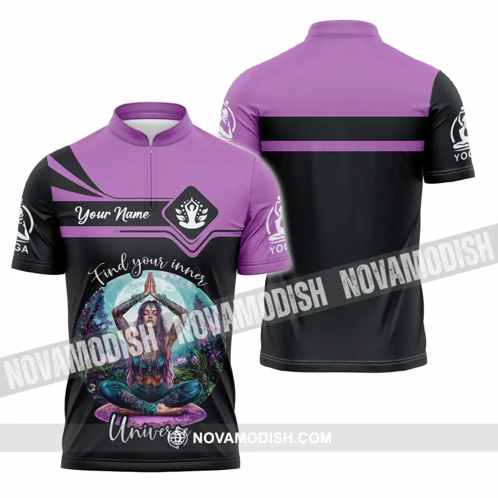 Women Shirt - Custom Find Your Inner Universe Yoga Shirt Zipper Polo Shirt / S T-shirt