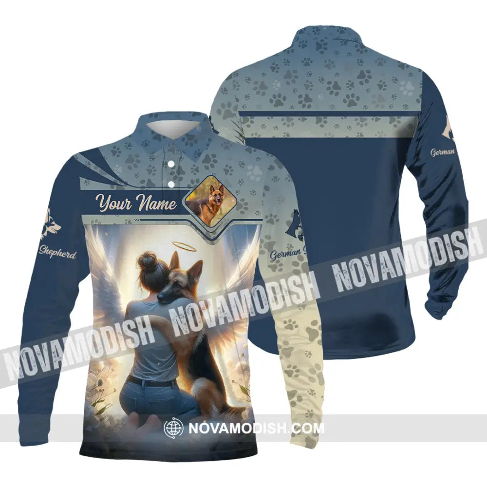 Women Shirt - Custom German Shepherd Shirt Long Sleeve Polo / S T-shirt