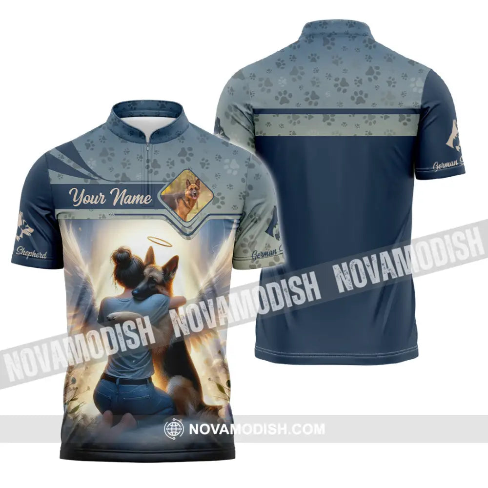 Women Shirt - Custom German Shepherd Shirt Zipper Polo Shirt / S T-shirt