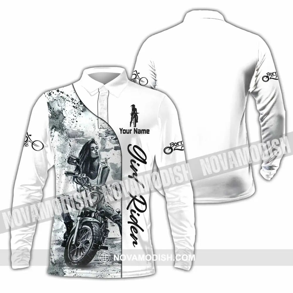 Women Shirt - Custom Girl Rider Shirt - Long Sleeve Polo / S - T-shirt