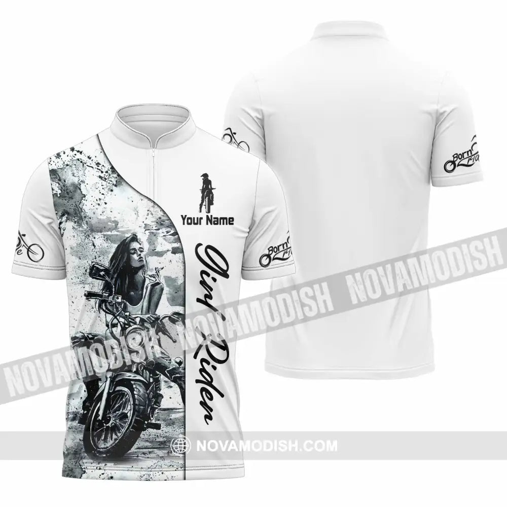 Women Shirt - Custom Girl Rider Shirt - Zipper Polo Shirt / S - T-shirt