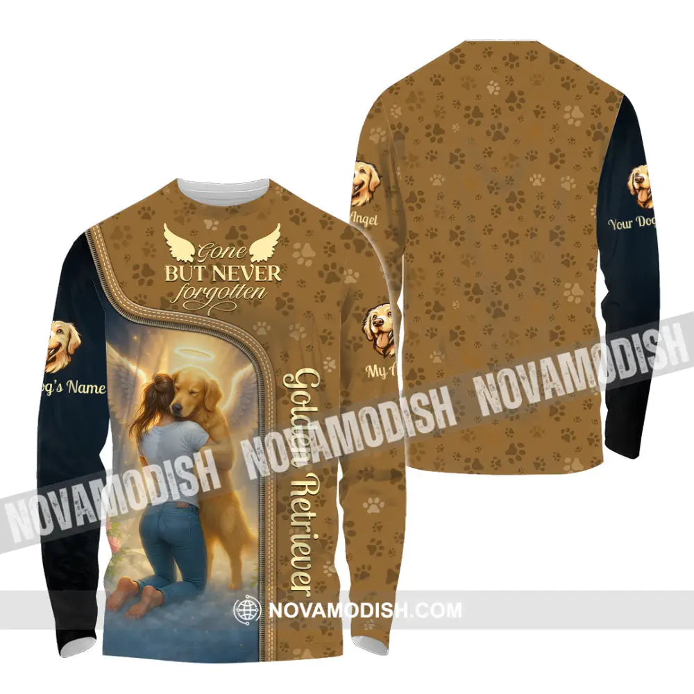 Women Shirt - Custom Golden Retriever Gone But Never Forgotten Shirt Long Sleeve Shirt / S T-shirt