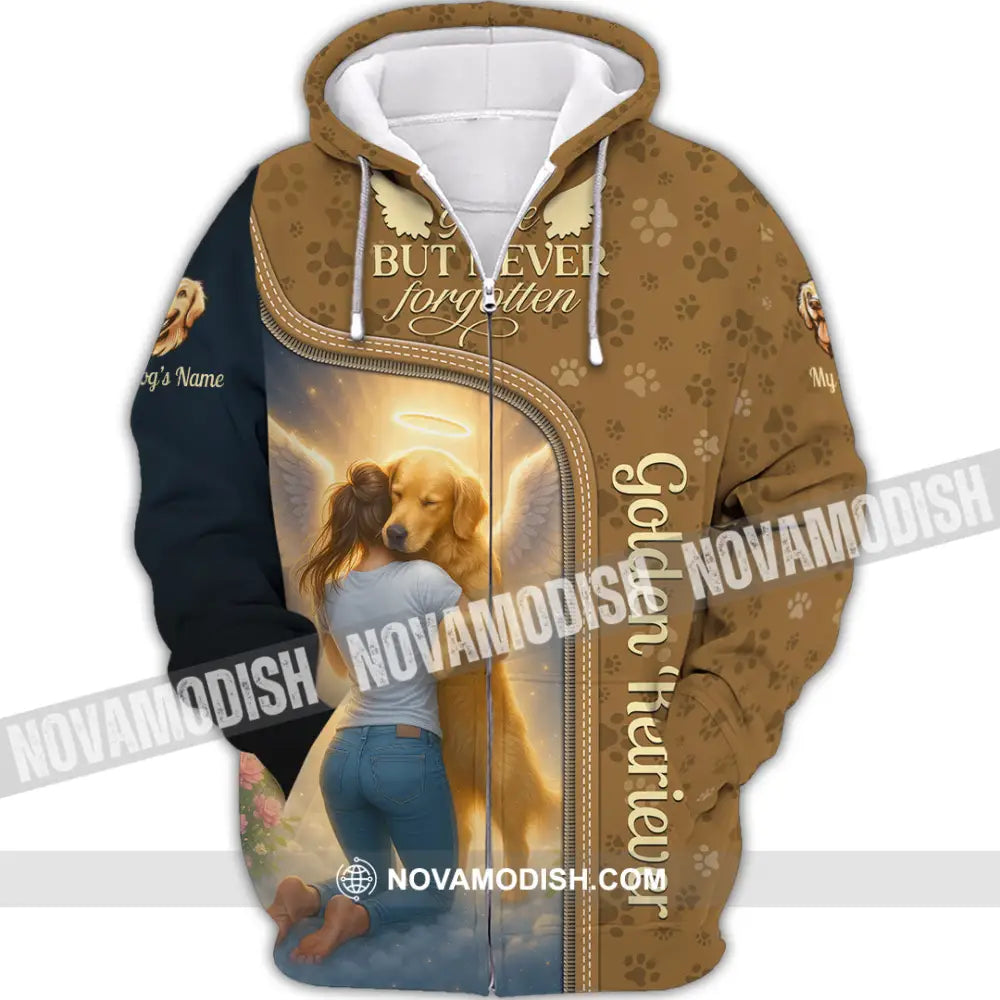 Women Shirt - Custom Golden Retriever Gone But Never Forgotten Shirt Zipper Hoodie / S T-shirt