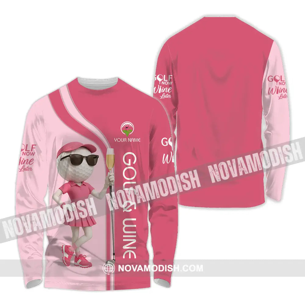 Women Shirt - Custom Golf And Wine Shirt Long Sleeve Shirt / S T-shirt