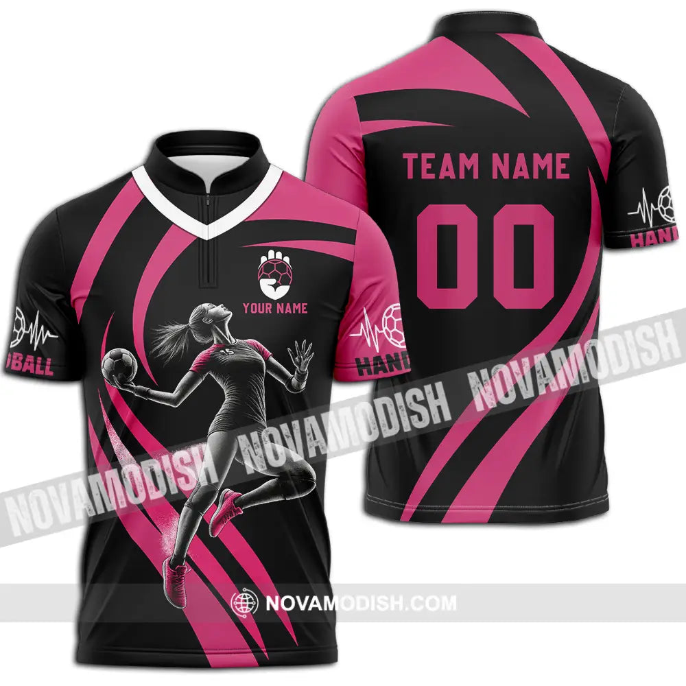Women Shirt - Custom Handball Player Shirt Zipper Polo Shirt / S T-shirt