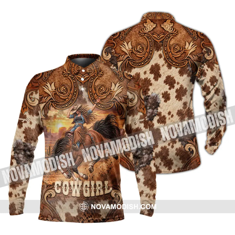 Women Shirt - Custom Horse Girl Cowgirl Shirt - Long Sleeve Polo / S - T-shirt