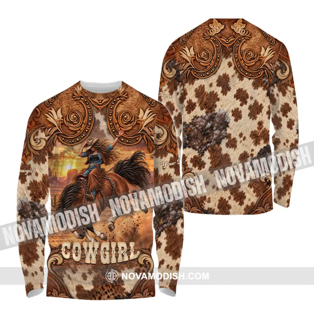 Women Shirt - Custom Horse Girl Cowgirl Shirt - Long Sleeve Shirt / S - T-shirt