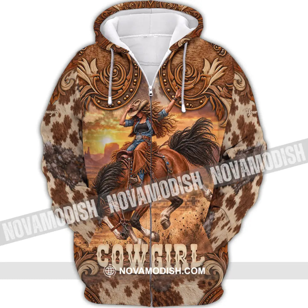Women Shirt - Custom Horse Girl Cowgirl Shirt - Zipper Hoodie / S - T-shirt