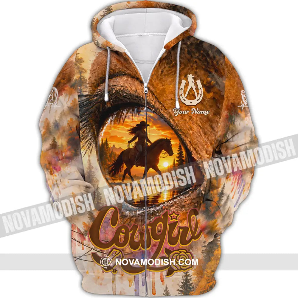 Women Shirt - Custom Horse Girl Cowgirl Shirt - Zipper Hoodie / S - T-shirt
