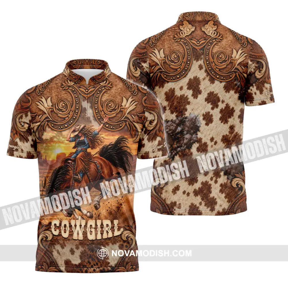 Women Shirt - Custom Horse Girl Cowgirl Shirt - Zipper Polo Shirt / S - T-shirt