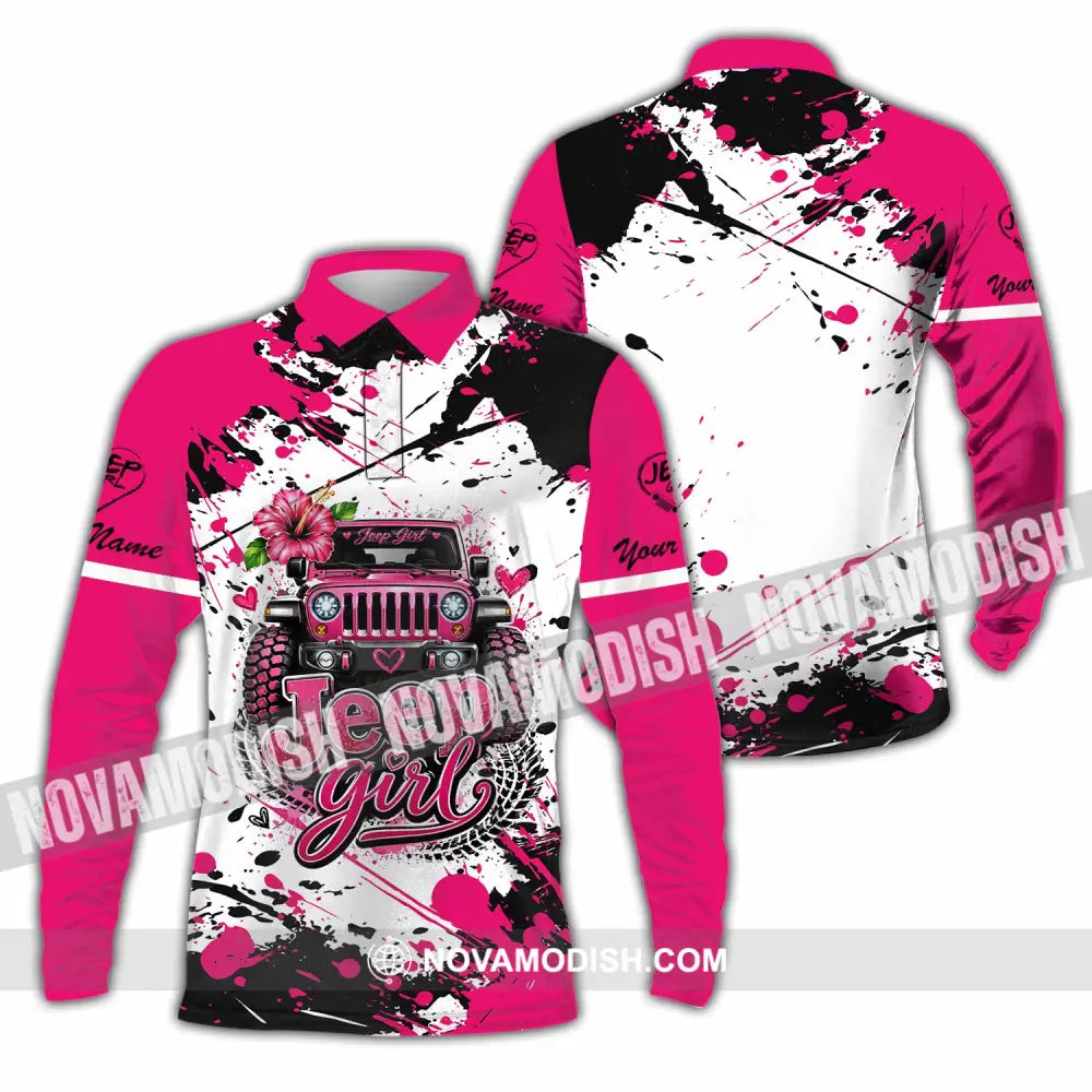 Women Shirt - Custom Jeep Girl Shirt - Long Sleeve Polo / S - T-shirt