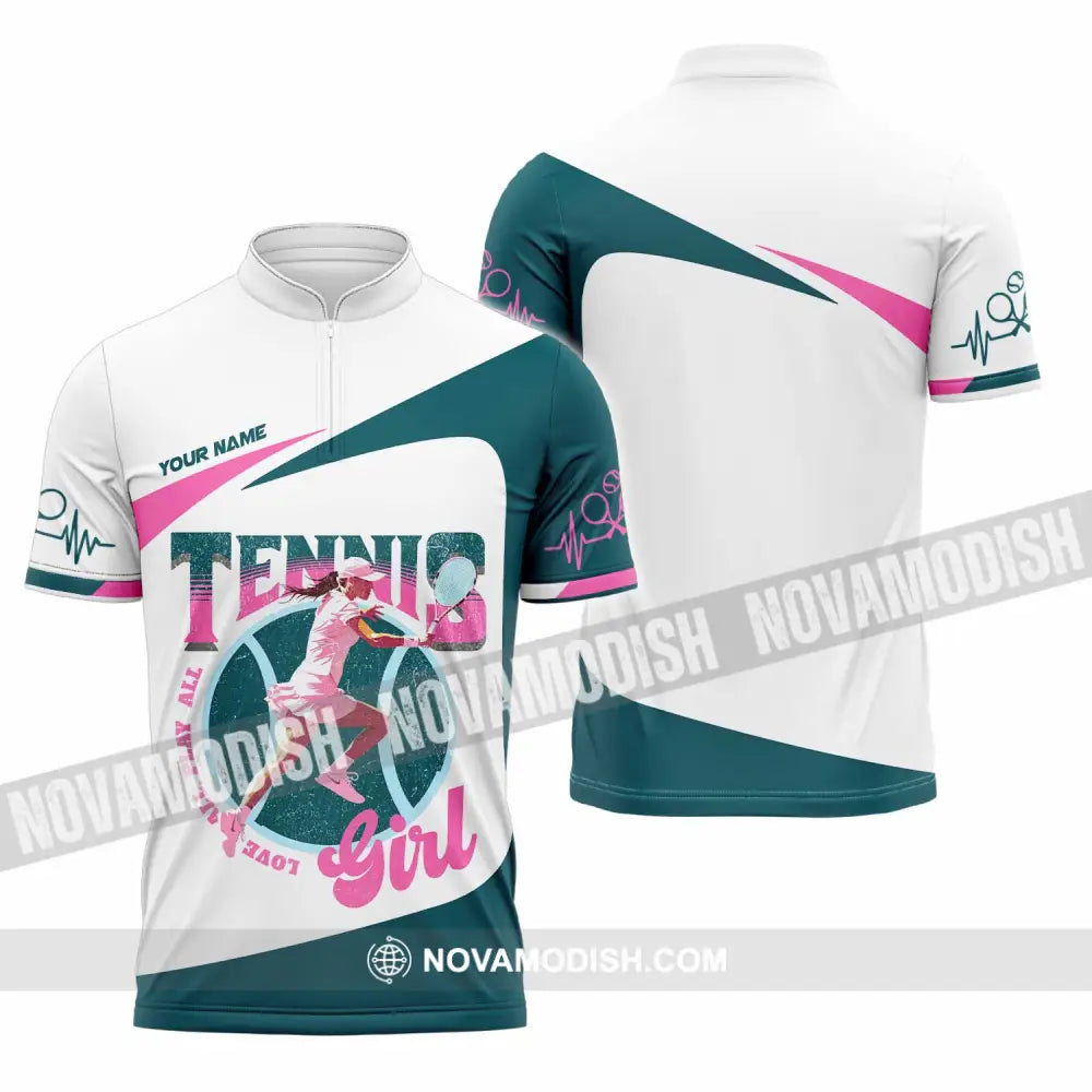 Women Shirt - Custom Love All Play All Tennis Lover Shirt Zipper Polo Shirt / S T-shirt