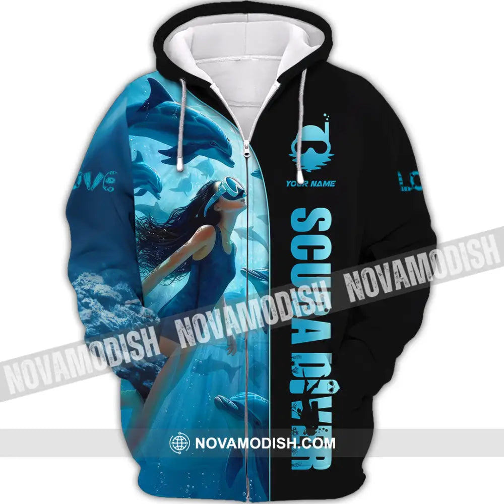 Women Shirt - Custom Love Scuba Diving Shirt For Diver Zipper Hoodie / S T-shirt