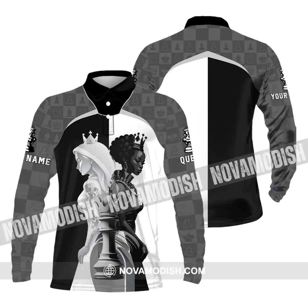 Women Shirt - Custom Queen Of Chess Shirt Long Sleeve Polo / S T-shirt