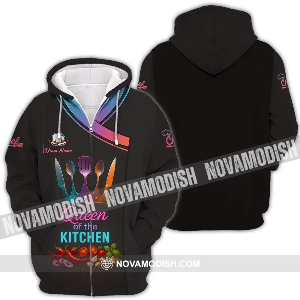 Women Shirt - Custom Queen Of The Kitchen Master Chef Shirt Zipper Hoodie / S T-shirt
