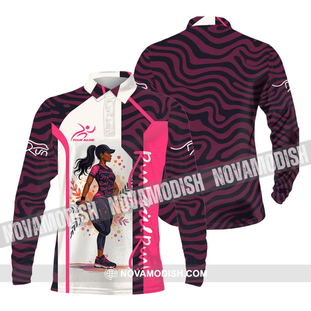 Women Shirt - Custom Run Girl Run 3D Shirt Long Sleeve Polo / S T-shirt