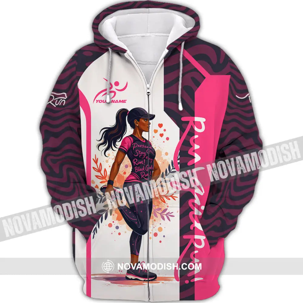 Women Shirt - Custom Run Girl Run 3D Shirt Zipper Hoodie / S T-shirt