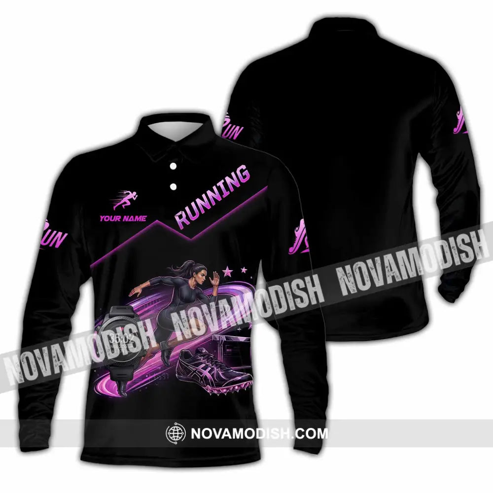 Women Shirt - Custom Running Shirt - Long Sleeve Polo / S - T-shirt
