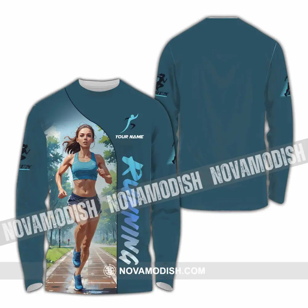 Women Shirt - Custom Running Woman Runner Sporty Shirt Long Sleeve Shirt / S T-shirt