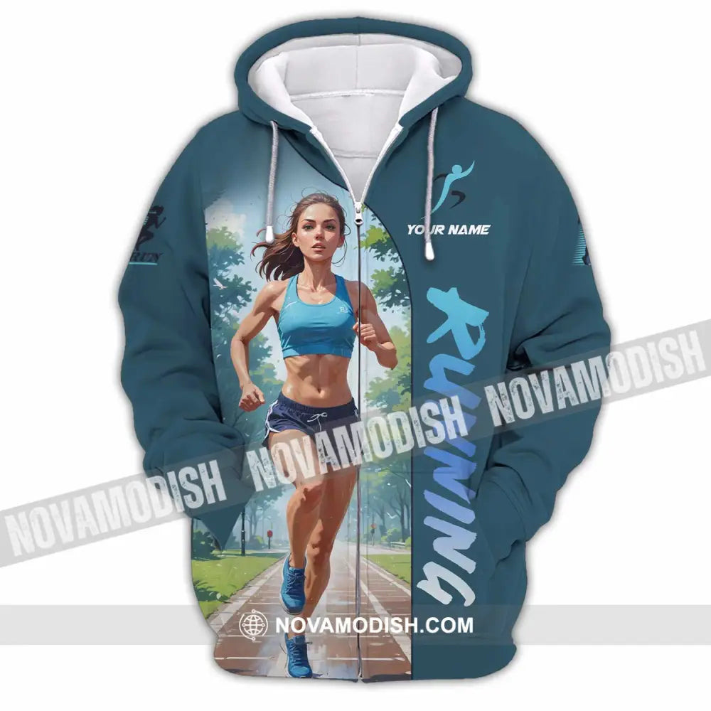 Women Shirt - Custom Running Woman Runner Sporty Shirt Zipper Hoodie / S T-shirt