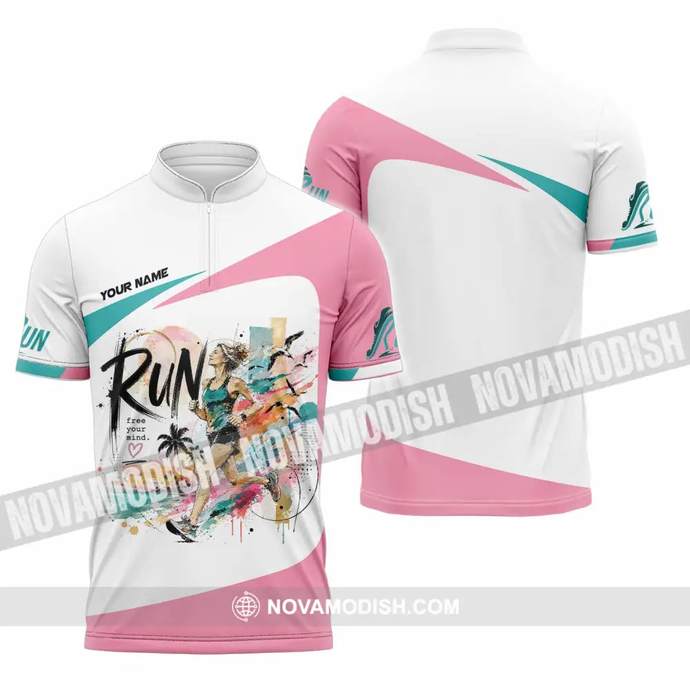 Women Shirt - Custom Running Shirt - Zipper Polo Shirt / S - T-shirt