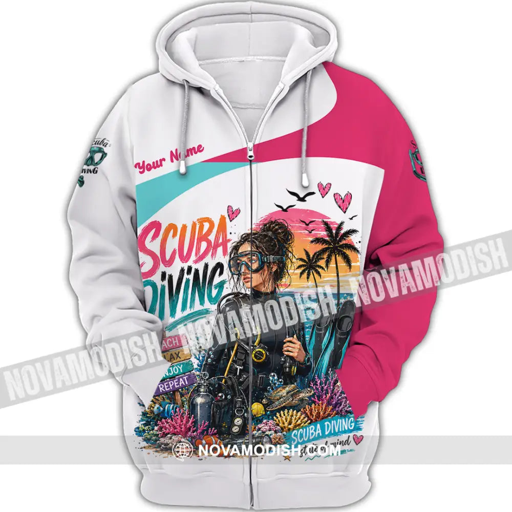 Women Shirt - Custom Scuba Diving Shirt - Zipper Hoodie / S - T-shirt