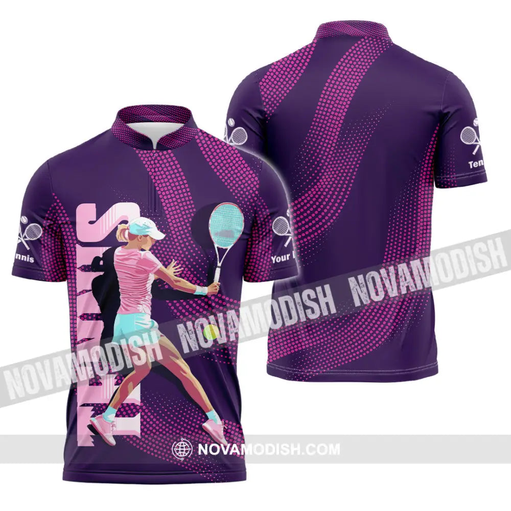 Women Shirt - Custom Tennis 3D Shirt Zipper Polo Shirt / S T-shirt