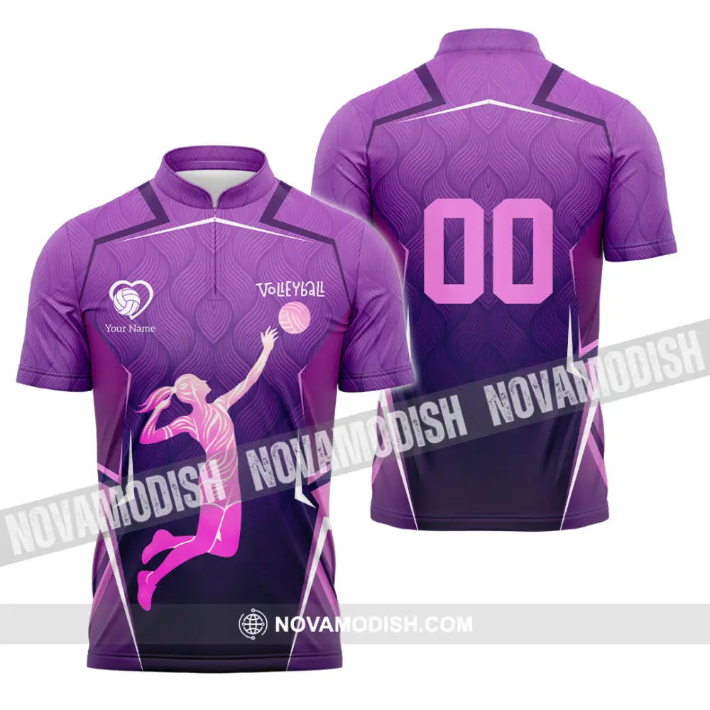 Women Shirt - Custom Volleyball 3D Shirt - Zipper Polo Shirt / S - T-shirt