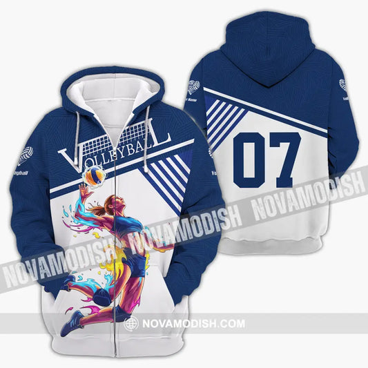 Women Shirt - Custom Volleyball Player Sport Shirt Zipper Hoodie / S T-shirt