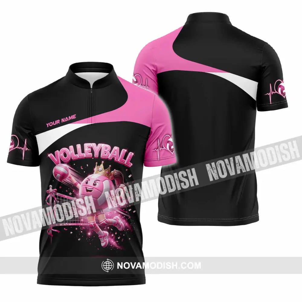 Women Shirt - Custom Volleyball Queen Shirt - Zipper Polo Shirt / S - T-shirt