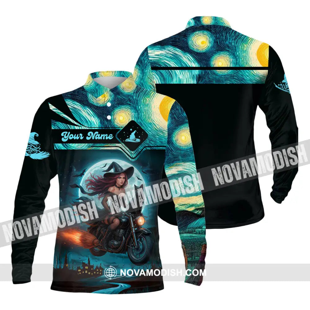 Women Shirt - Custom Witches Halloween Shirt Long Sleeve Polo / S T-shirt