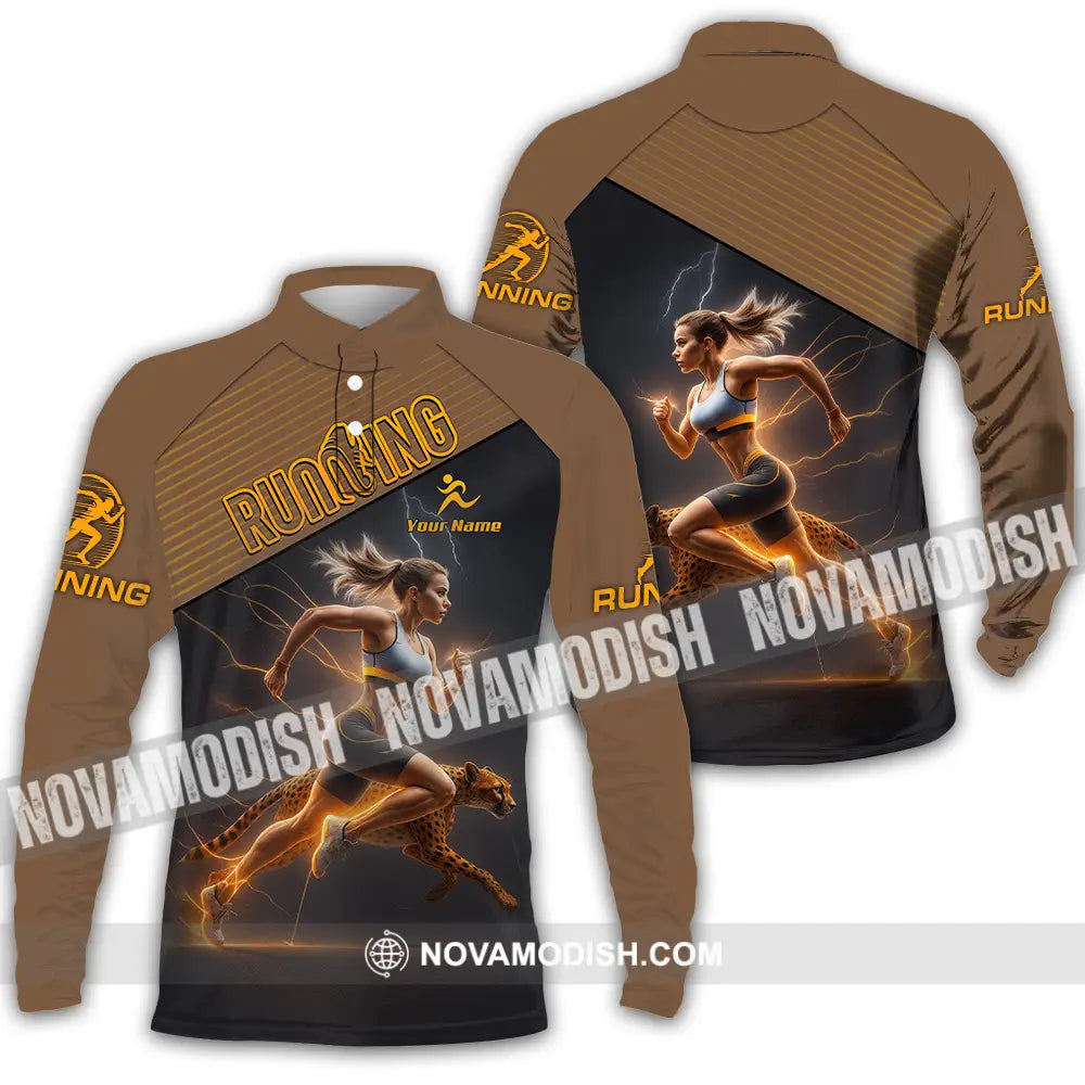 Women Shirt - Custom Woman Running Shirt Long Sleeve Polo / S T-shirt