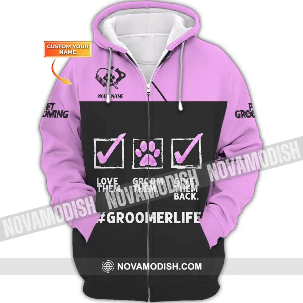 Women Shirt Groomer Life Hoodie Sportwear Zipper / S T-Shirt