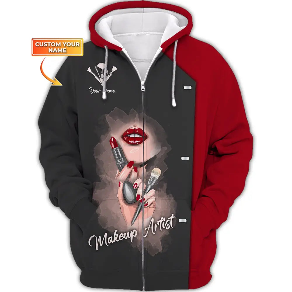 Women Shirt Makeup Artist Hoodie Sportwear Zipper / S T-Shirt