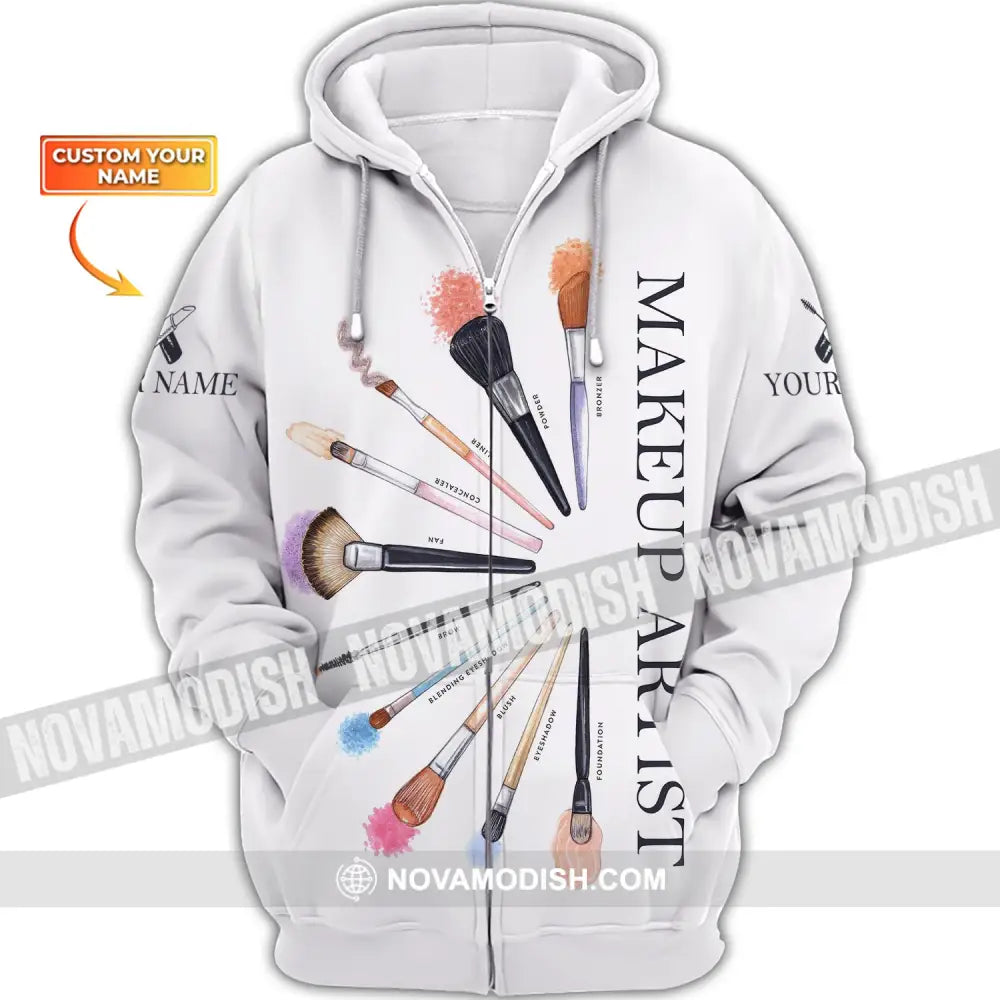 Women Shirt Makeup Artist Hoodie Sportwear Zipper / S T-Shirt