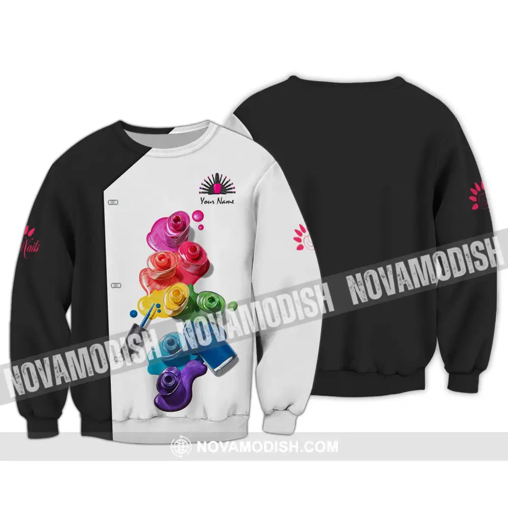 Women Shirt Nail Artist Technician Hoodie Tech T-Shirt Long Sleeve / S