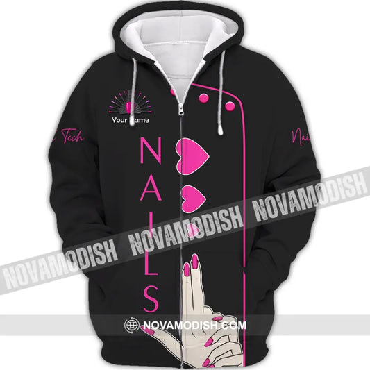 Women Shirt Nail Technician Hoodie Tech Sweater Zipper / S T-Shirt