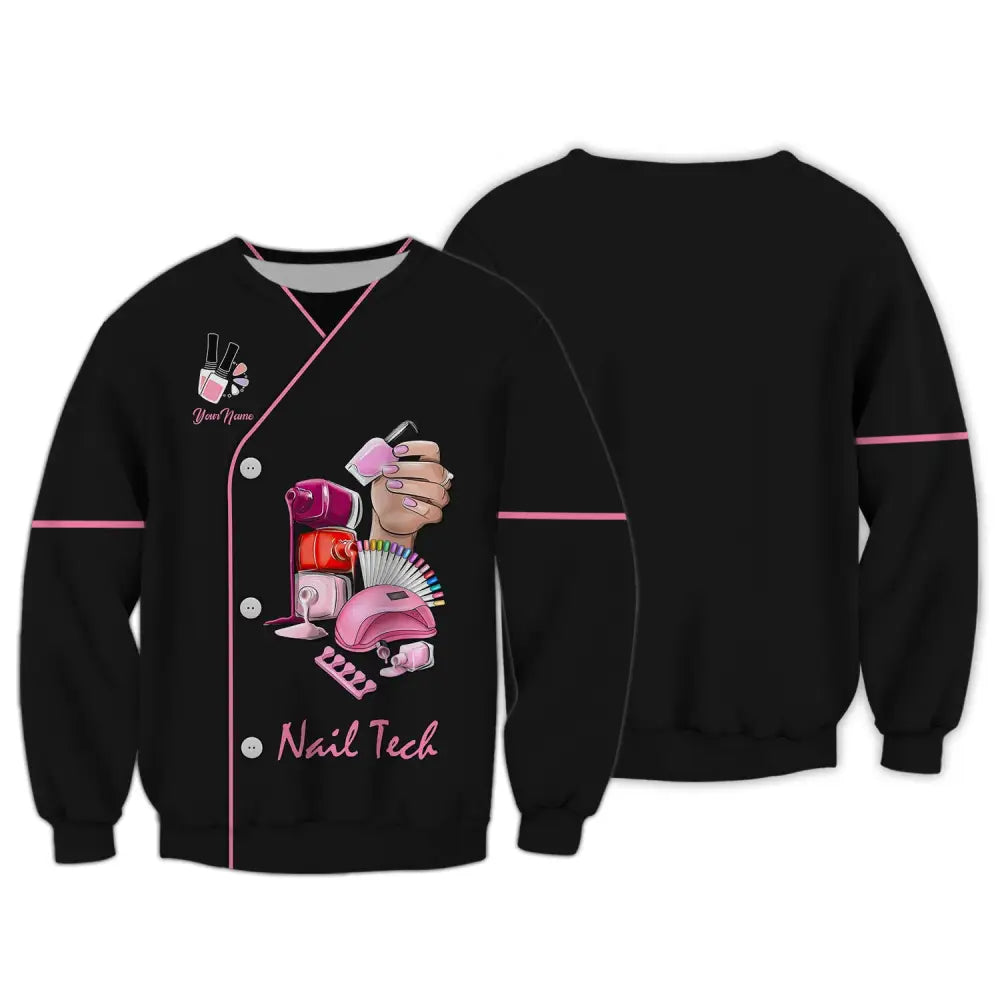 Women Shirt Nail Technician Tech Hoodie Sportwear Long Sleeve / S T-Shirt