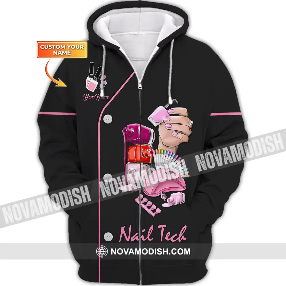 Women Shirt Nail Technician Tech Hoodie Sportwear Zipper / S T-Shirt