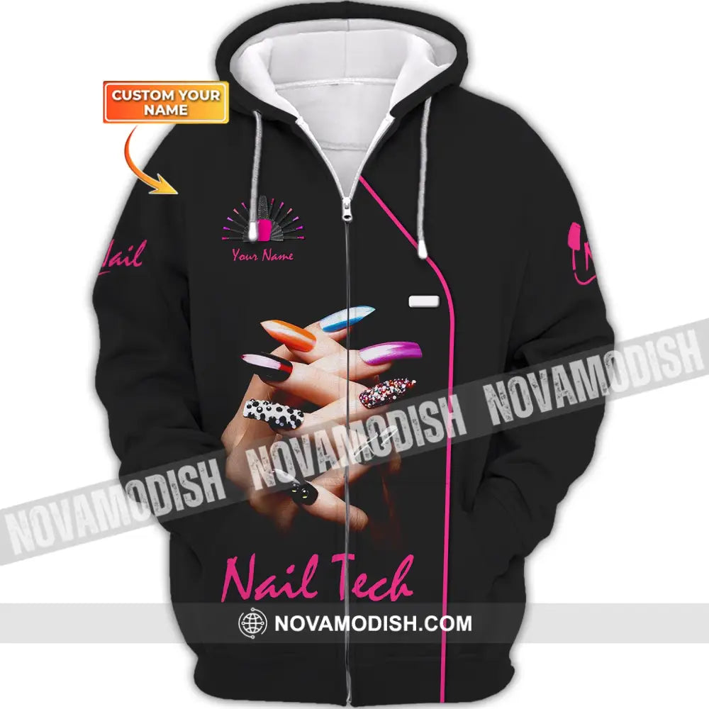 Women Shirt Nail Technician Tech Sportwear Zipper Hoodie / S T-Shirt