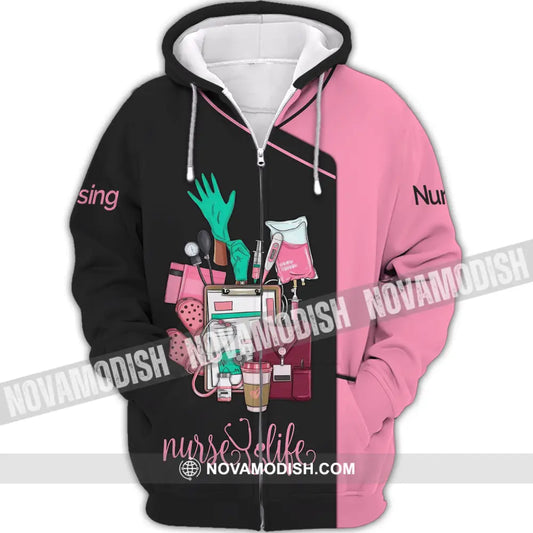 Women Shirt Nurse Life Nursing Hoodie Sportwear Zipper / S T-Shirt
