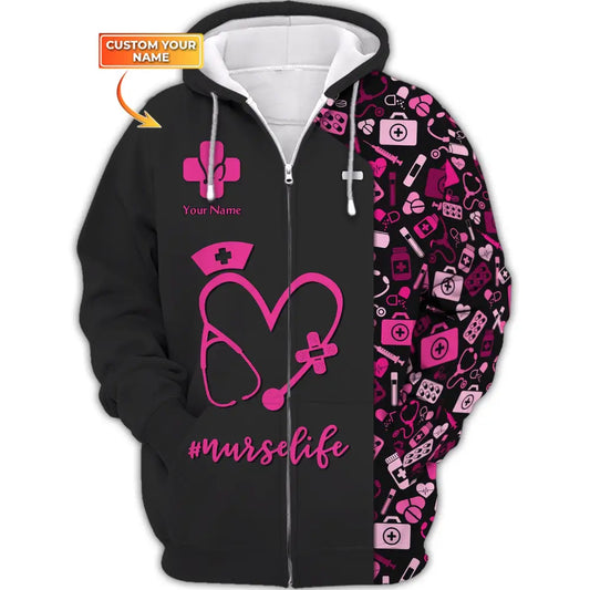 Women Shirt Nurse Life Nursing Hoodie Sportwear Zipper / S T-Shirt