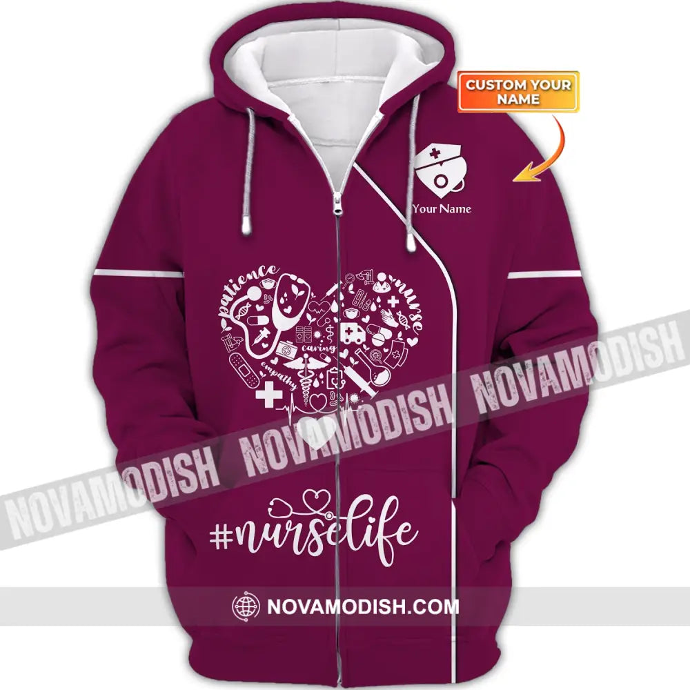 Women Shirt Nurse Life Nursing Hoodie Sportwear Zipper / S T-Shirt