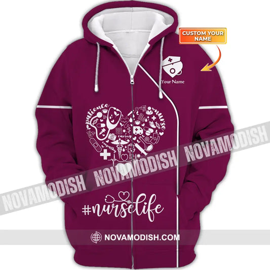 Women Shirt Nurse Life Nursing Hoodie Sportwear Zipper / S T-Shirt