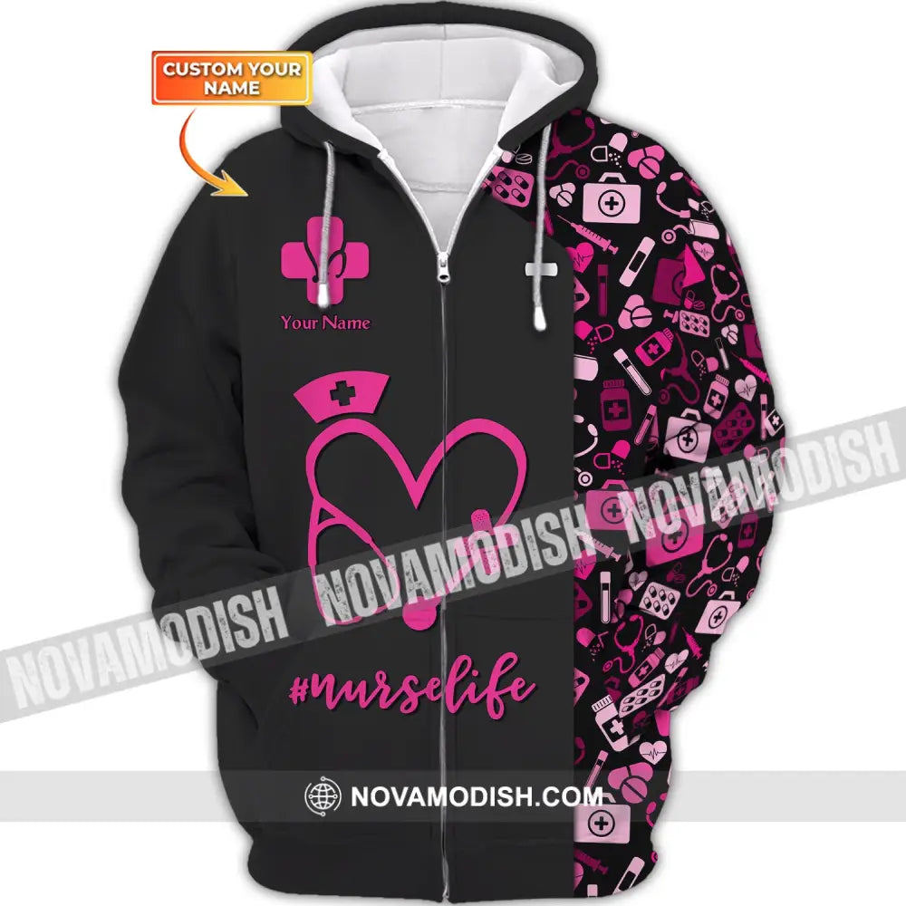 Women Shirt Nurse Life Nursing Hoodie Sportwear Zipper / S T-Shirt